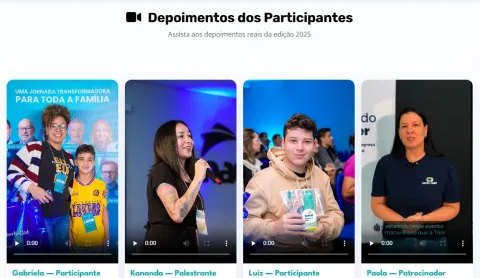 Screenshot depoimentos evento conecta 2025