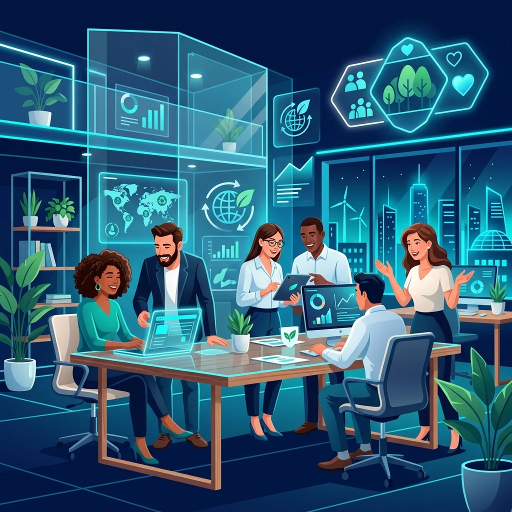 Equipe de colaboradores no ambiente de trabalho